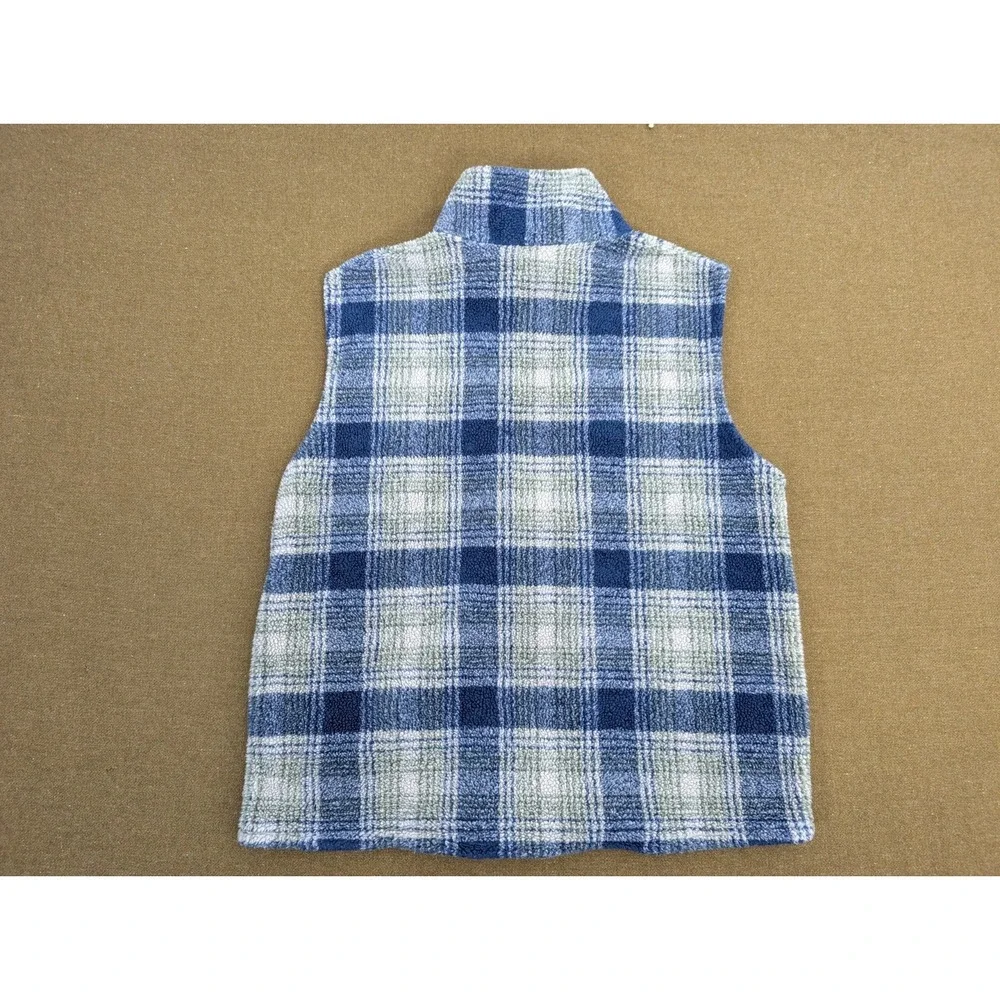 Vintage 90s Kelly Sport Men's Large Plaid Fleece Vest Jacket Zip Up Canada -read